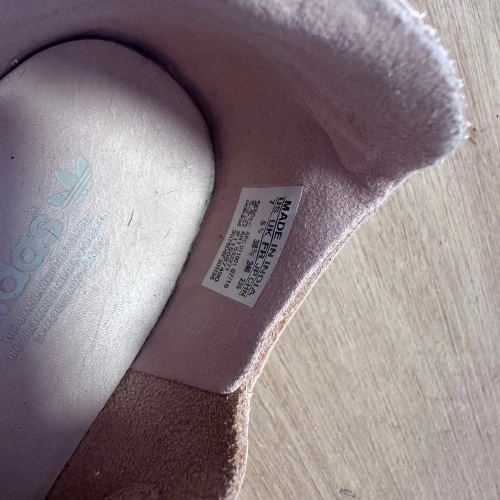 Adidas Stan Smith CF Pink Nubuck Leather Triple Strap Sneakers Womens 7